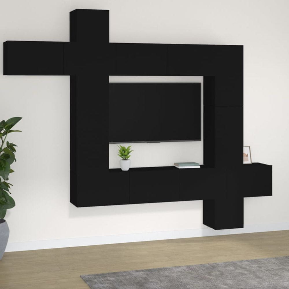 Vidaxl 9-dielna súprava TV skriniek čierna spracované drevo